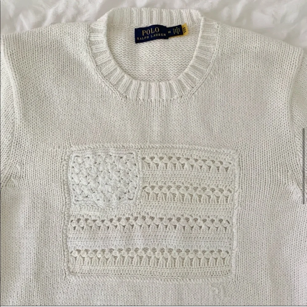 New Ralph Lauren American Flag White Sweater - Picture 8 of 13